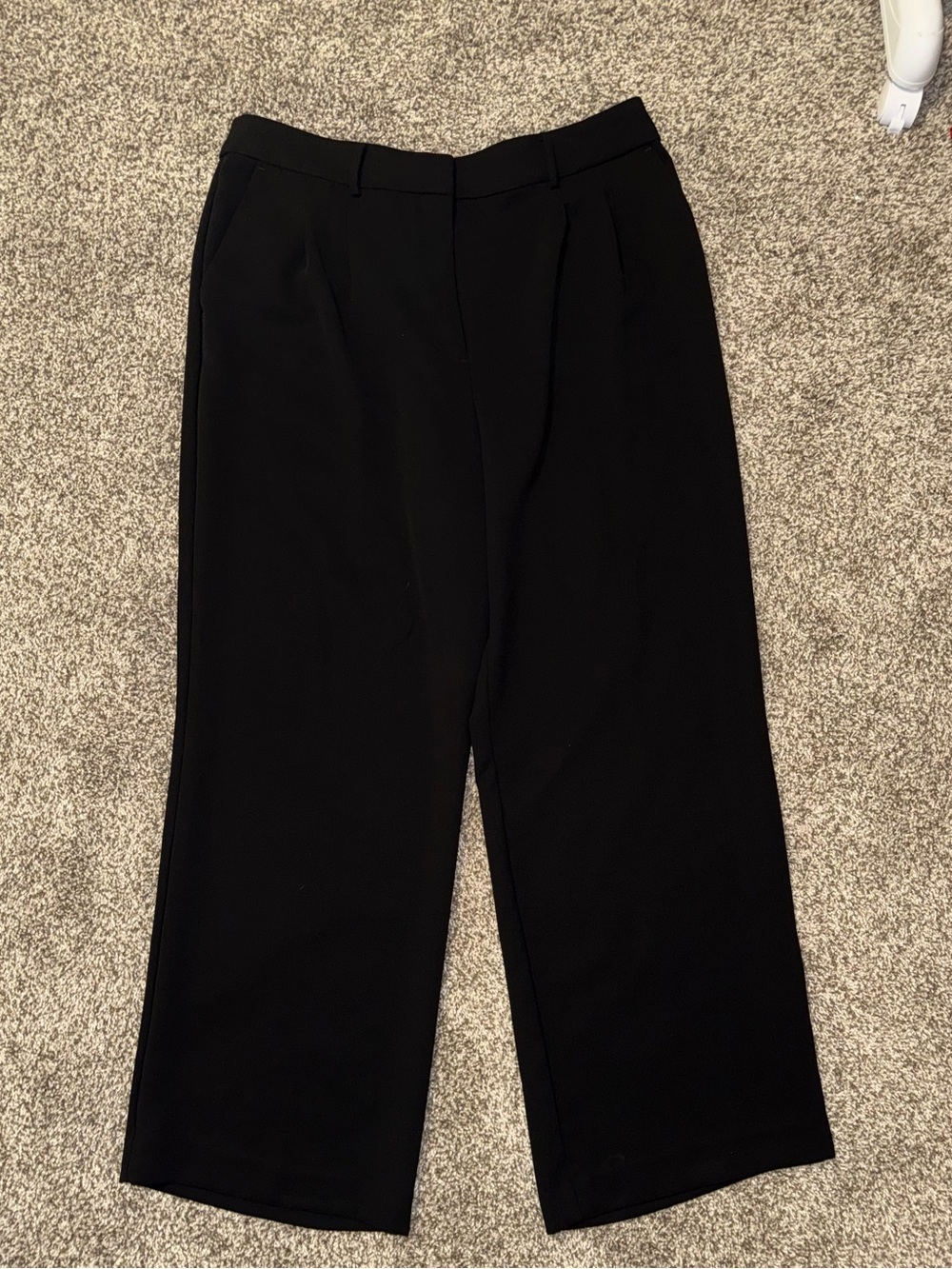 Loft Wide Leg Pants in Black Size 14 Petite Like New